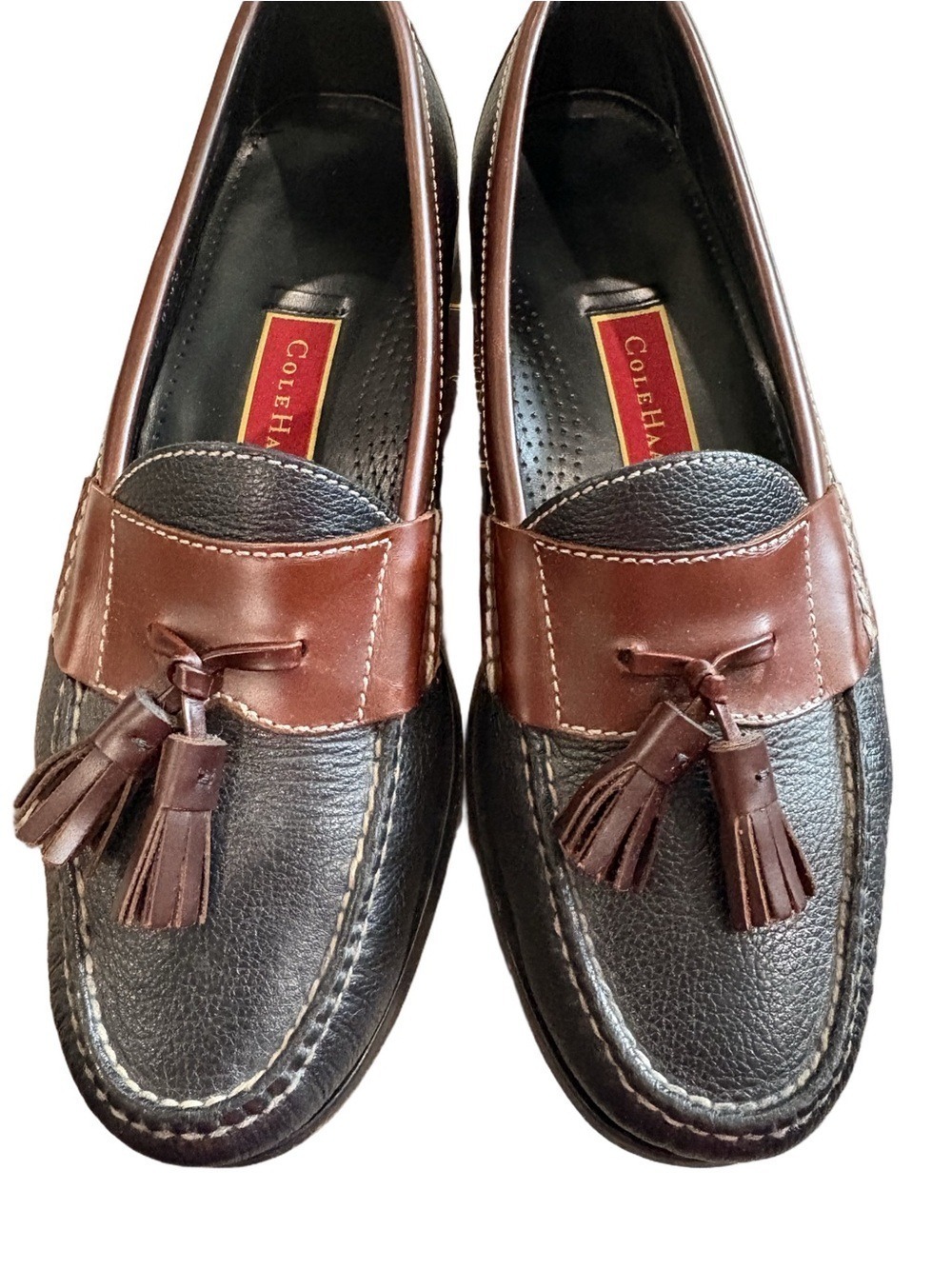 Cole Haan Brown and Black Pinch Tassel Leather Loafers Size 9 D. Classic preppy - Picture 2 of 12